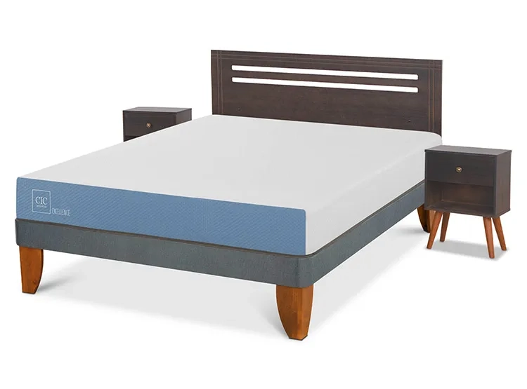 JUEGO DE DORMITORIO CIC CAMA EUROPEA MUNICH EXCELLENCE BN 2 PLAZAS + SET GRIS - 2
