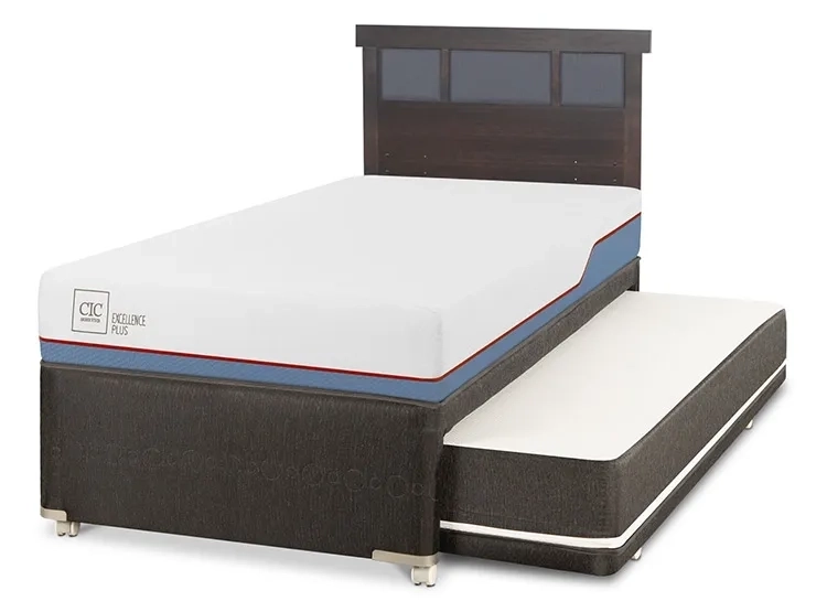 JUEGO DE DORMITORIO CIC CAMA DIVAN DUBLIN EXCELLENCE PLUS 1.5 PLAZAS NEGRO + RESPALDO GRIS - 2