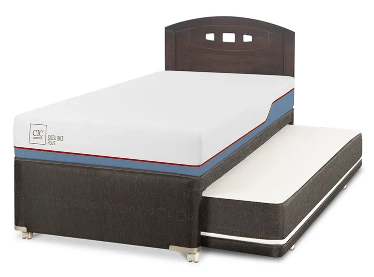 JUEGO DE DORMITORIO CIC CAMA DIVAN EXCELLENCE PLUS 1.5 PLAZAS NEGRO + RESPALDO GALES GRIS - 2