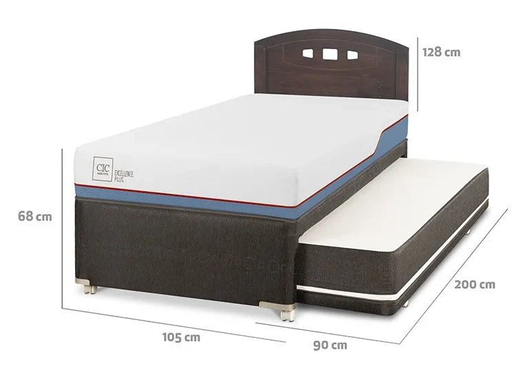 JUEGO DE DORMITORIO CIC CAMA DIVAN EXCELLENCE PLUS 1.5 PLAZAS NEGRO + RESPALDO GALES GRIS - 3