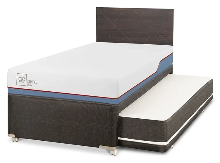 JUEGO DE DORMITORIO CIC CAMA DIVAN EXCELLENCE PLUS 1.5 PLAZAS NEGRO + RESPALDO VILLARRICA GRIS - 2