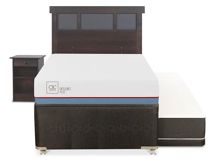 JUEGO DE DORMITORIO CIC CAMA DIVAN DUBLIN EXCELLENCE PLUS 1.5 PLAZAS NEGRO + SET GRIS - 1