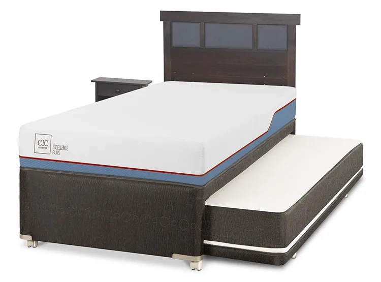 JUEGO DE DORMITORIO CIC CAMA DIVAN DUBLIN EXCELLENCE PLUS 1.5 PLAZAS NEGRO + SET GRIS - 2
