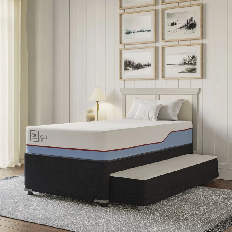 JUEGO DE DORMITORIO CIC CAMA DIVAN DUBLIN EXCELLENCE PLUS 1.5 PLAZAS NEGRO + SET GRIS - 9