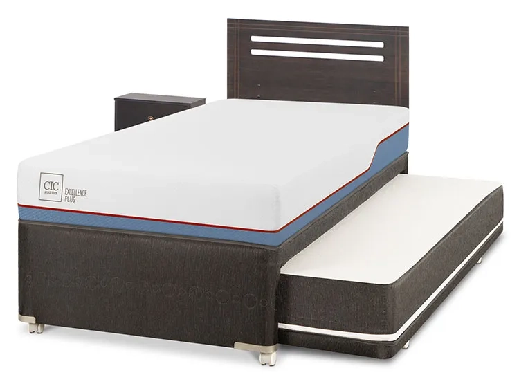 JUEGO DE DORMITORIO CIC CAMA DIVAN MUNICH EXCELLENCE PLUS 1.5 PLAZAS NEGRO + SET GRIS - 2