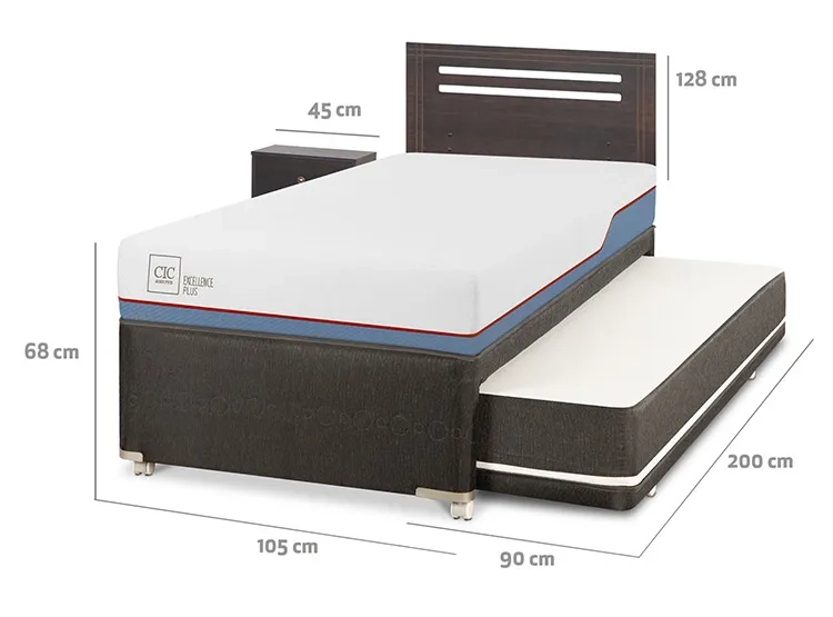 JUEGO DE DORMITORIO CIC CAMA DIVAN MUNICH EXCELLENCE PLUS 1.5 PLAZAS NEGRO + SET GRIS - 3