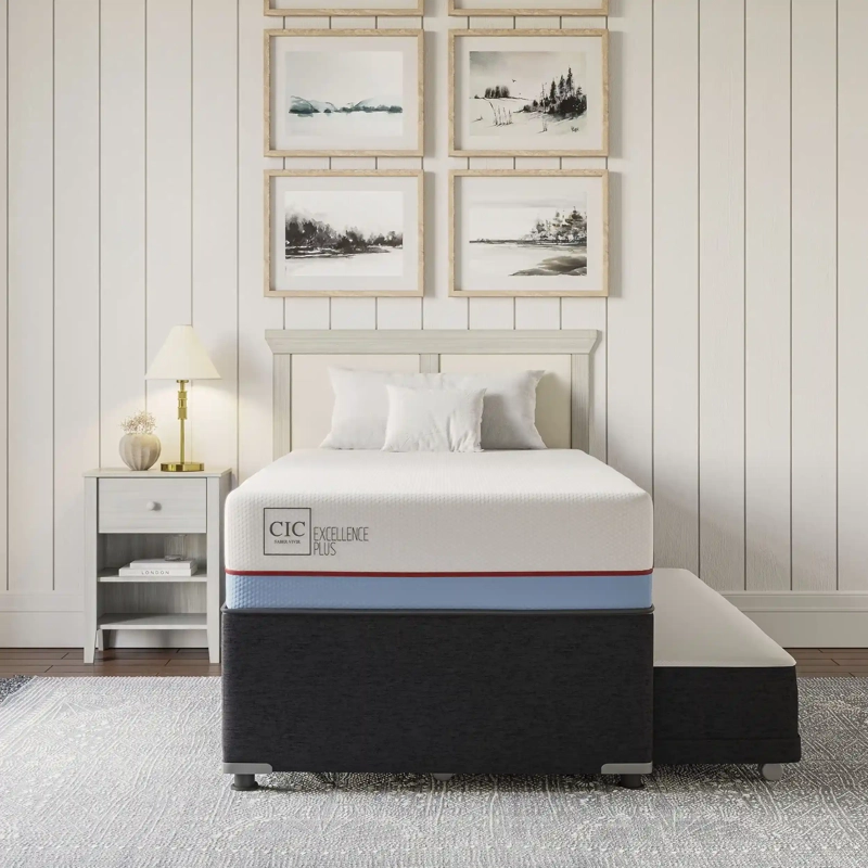 JUEGO DE DORMITORIO CIC CAMA DIVAN MUNICH EXCELLENCE PLUS 1.5 PLAZAS NEGRO + SET GRIS - 8