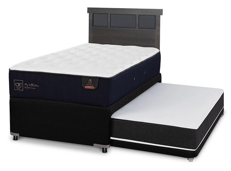 JUEGO DE DORMITORIO CIC CAMA DIVAN PREMIUM 1.5 PLAZAS NEGRO + RESPALDO DUBLIN GRIS - 2