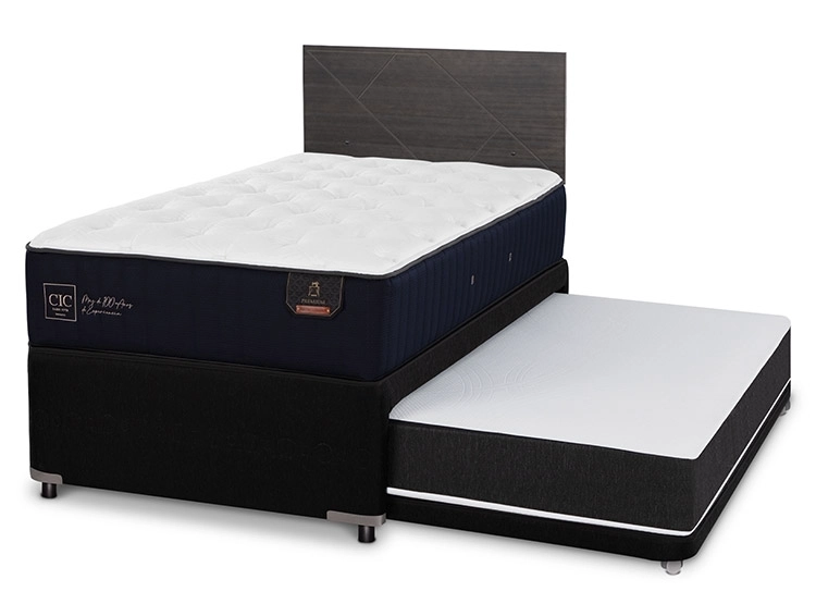 JUEGO DE DORMITORIO CIC CAMA DIVAN PREMIUM 1.5 PLAZAS NEGRO + RESPALDO VILLARRICA GRIS - 2