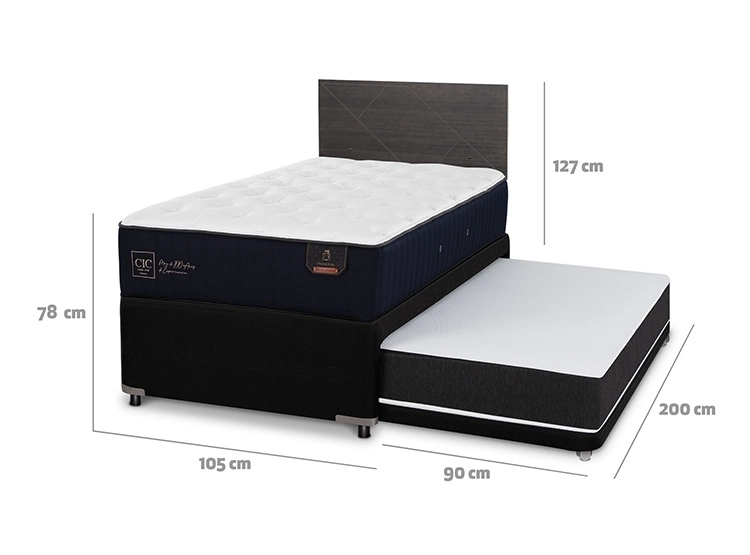 JUEGO DE DORMITORIO CIC CAMA DIVAN PREMIUM 1.5 PLAZAS NEGRO + RESPALDO VILLARRICA GRIS - 3