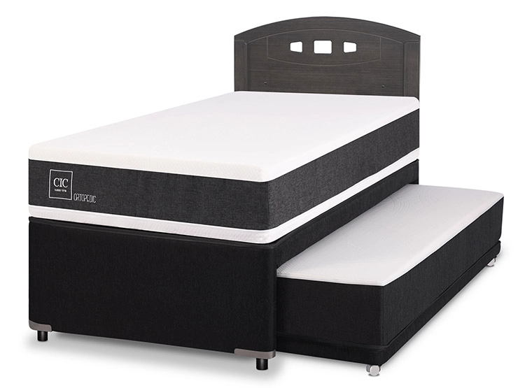 JUEGO DE DORMITORIO CIC CAMA DIVAN ORTOPEDIC 1.5 PLAZAS NEGRO + RESPALDO GALES GRIS - 2