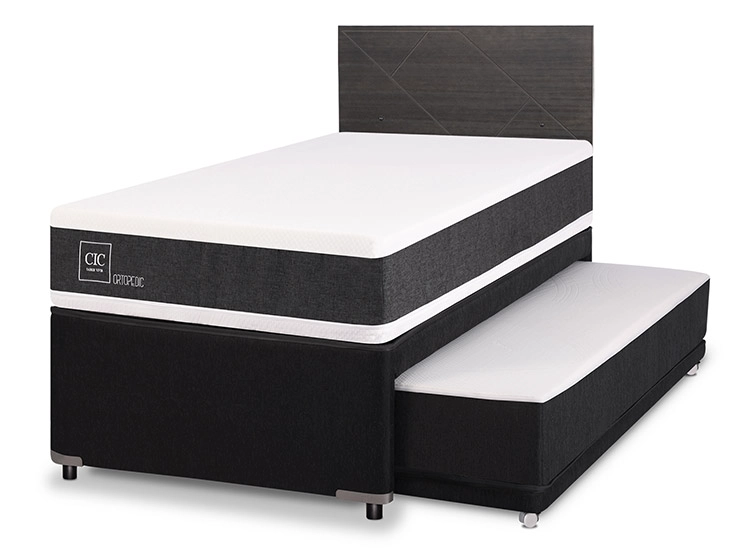 JUEGO DE DORMITORIO CIC CAMA DIVAN ORTOPEDIC 1.5 PLAZAS NEGRO + RESPALDO VILLARRICA GRIS - 2