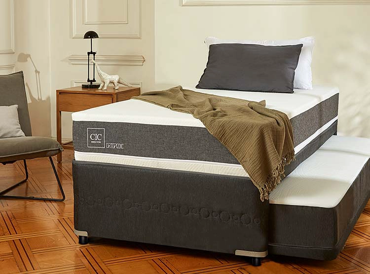 JUEGO DE DORMITORIO CIC CAMA DIVAN ORTOPEDIC 1.5 PLAZAS NEGRO + RESPALDO VILLARRICA GRIS - 7