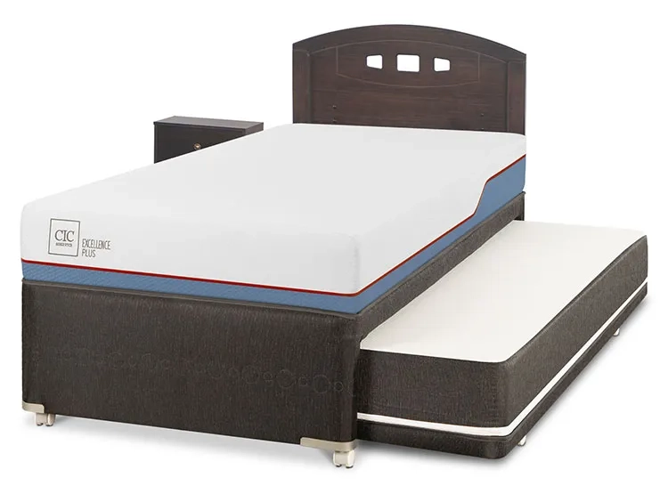 JUEGO DE DORMITORIO CIC CAMA DIVAN GALES EXCELLENCE PLUS 1.5 PLAZAS NEGRO + SET GRIS - 2