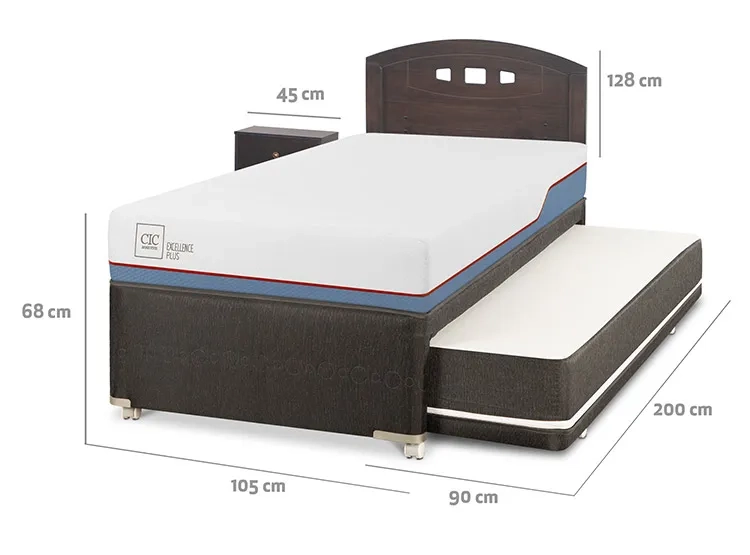 JUEGO DE DORMITORIO CIC CAMA DIVAN GALES EXCELLENCE PLUS 1.5 PLAZAS NEGRO + SET GRIS - 3