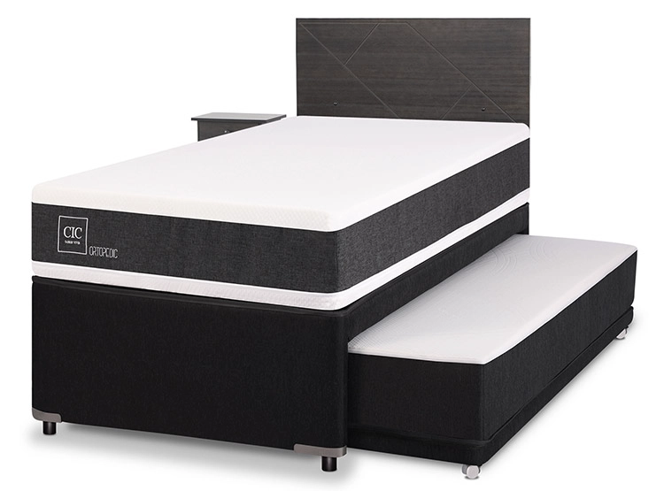 JUEGO DE DORMITORIO CIC CAMA DIVAN ORTOPEDIC 1.5 PLAZAS NEGRO + SET VILLARRICA GRIS - 2