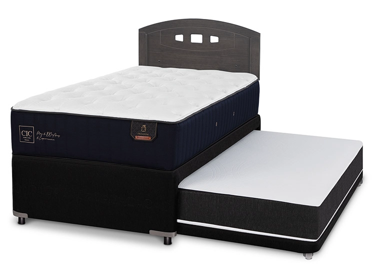 JUEGO DE DORMITORIO CIC CAMA DIVAN PREMIUM 1.5 PLAZAS NEGRO + RESPALDO GALES GRIS - 2