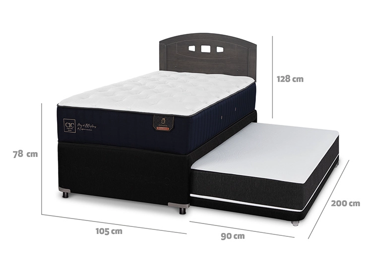 JUEGO DE DORMITORIO CIC CAMA DIVAN PREMIUM 1.5 PLAZAS NEGRO + RESPALDO GALES GRIS - 3