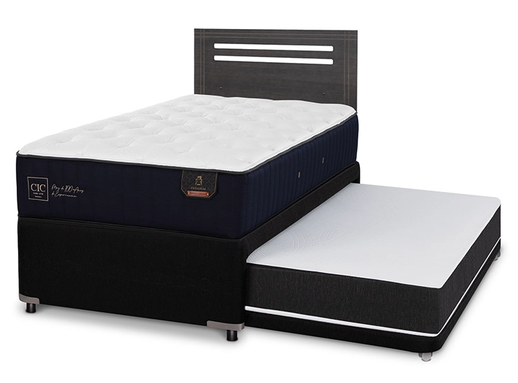 JUEGO DE DORMITORIO CIC CAMA DIVAN PREMIUM 1.5 PLAZAS NEGRO + RESPALDO MUNICH GRIS - 2