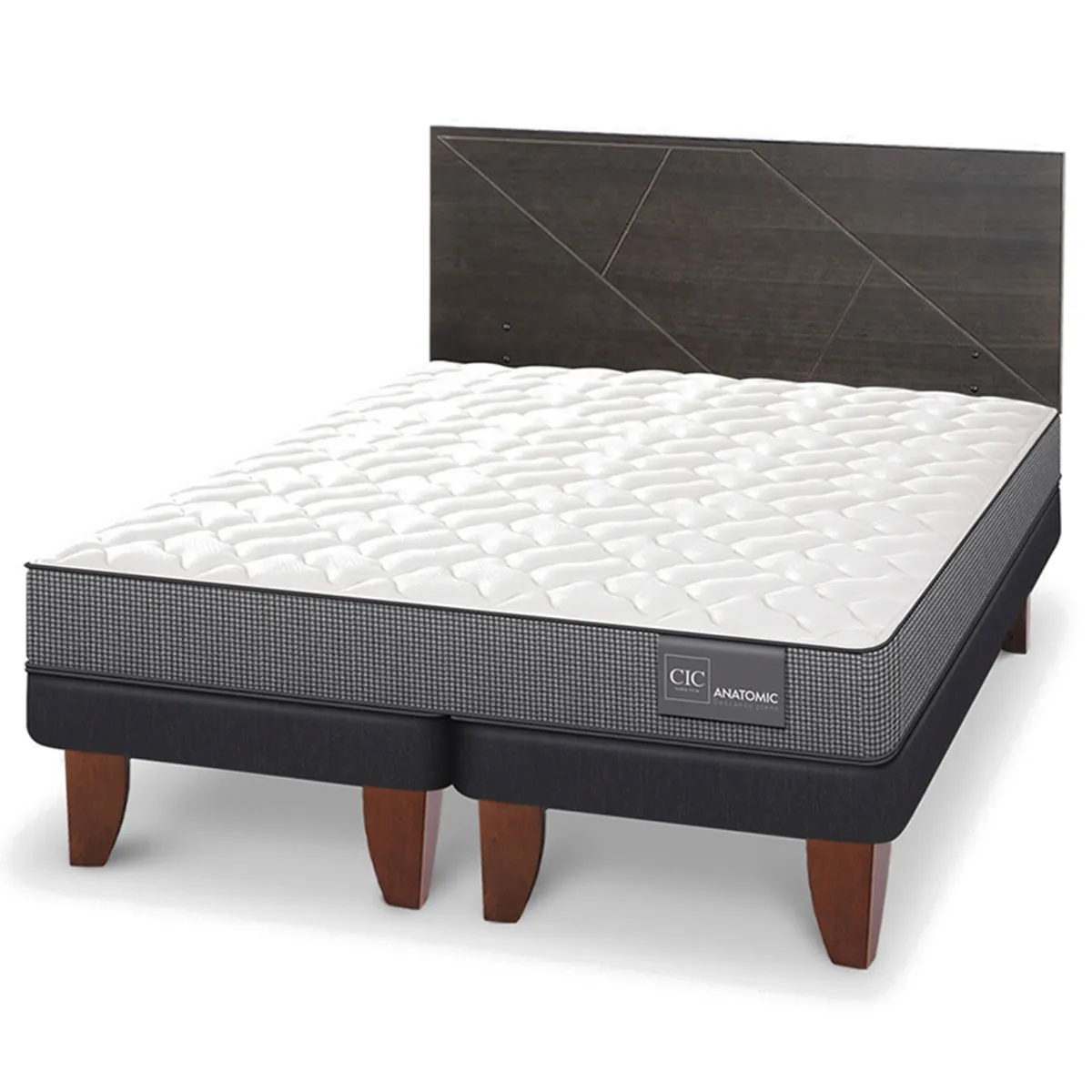 JUEGO DE DORMITORIO CIC CAMA EUROPEA ANATOMIC BD 2 PLAZAS + RESPALDO VILLARRICA GRIS - 2