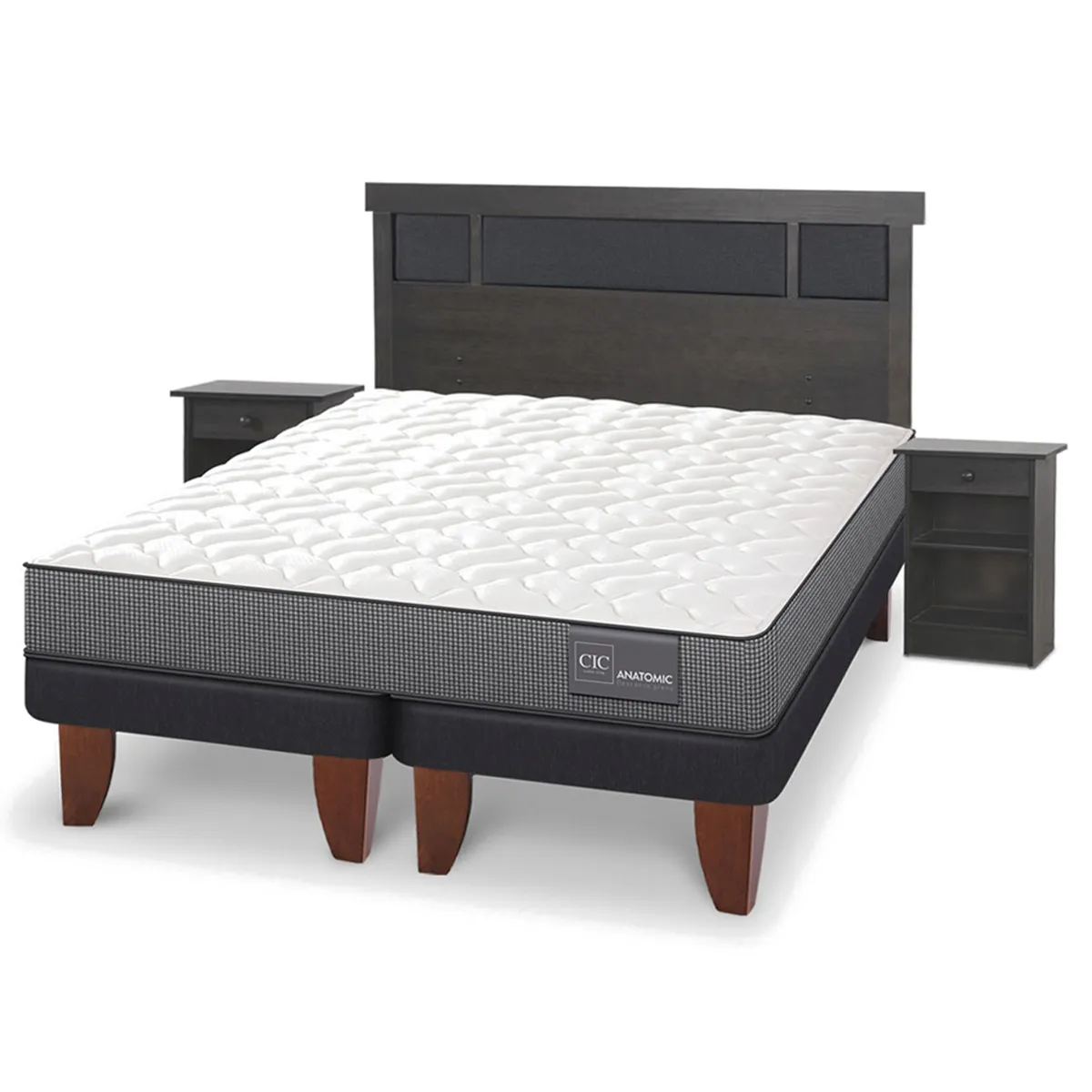 JUEGO DE DORMITORIO CIC CAMA EUROPEA ANATOMIC BD 2 PLAZAS + SET DUBLIN GRIS - 2
