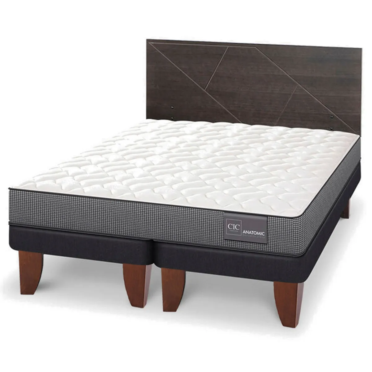 JUEGO DE DORMITORIO CIC CAMA EUROPEA ANATOMIC KING + RESPALDO VILLARRICA GRIS - 2