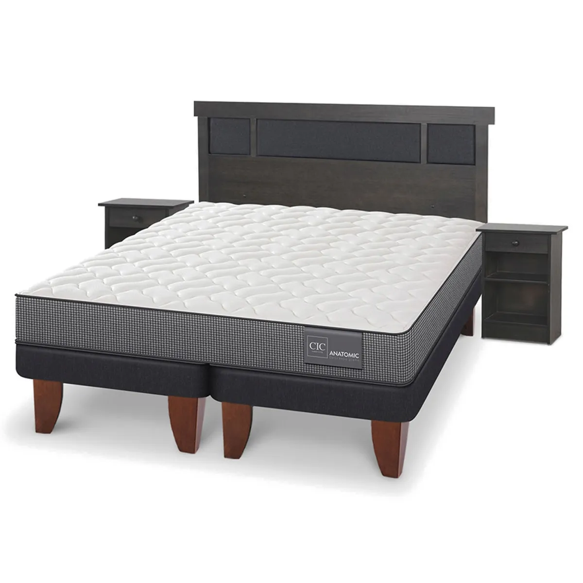 JUEGO DE DORMITORIO CIC CAMA EUROPEA DUBLIN ANATOMIC BD KING + SET GRIS - 2