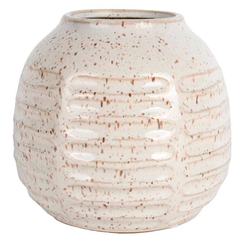 FLORERO MAISON LINETT ACANALADO CERÁMICA BEIGE - 3