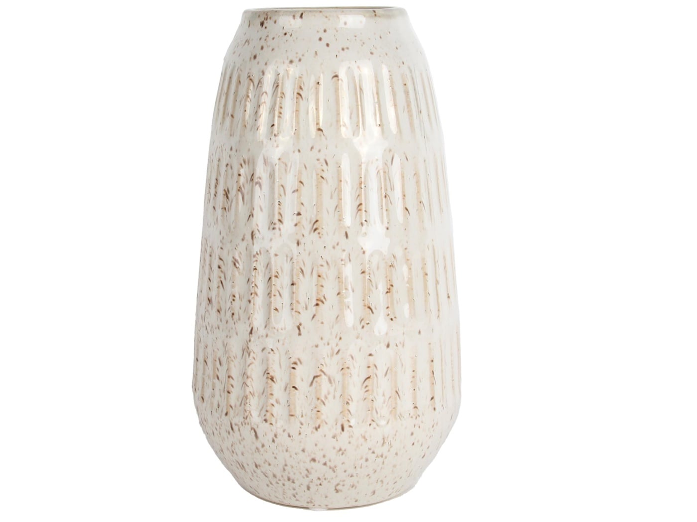 FLORERO MAISON LINETT ACANALADO CERÁMICA BEIGE - 1