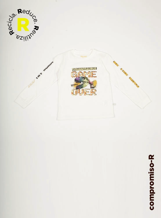 POLERA MANGA LARGA ALGODÓN NIÑO HARVEST PRINT DINOSAURIO - 1