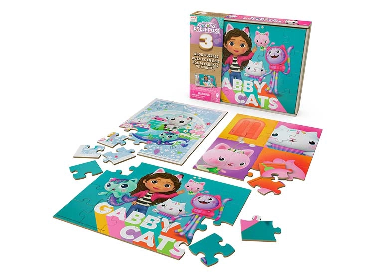 SET 3 PUZZLES GABBY'S DOLLHOUSE MADERA - 1
