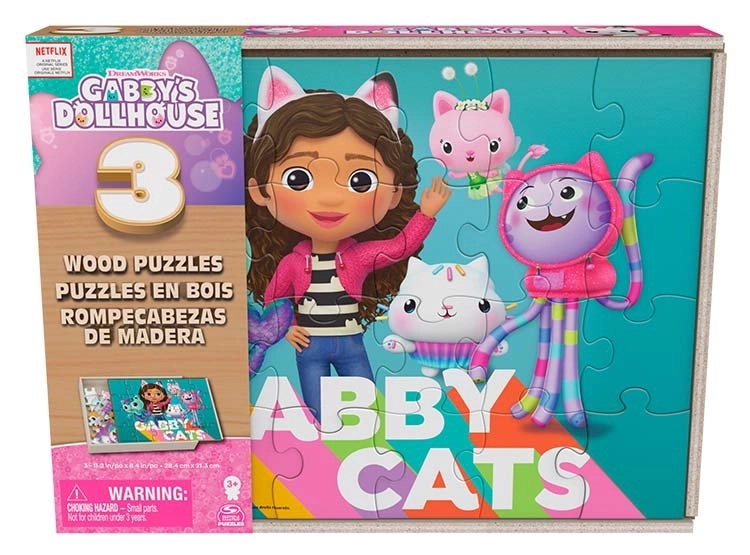 SET 3 PUZZLES GABBY'S DOLLHOUSE MADERA - 3