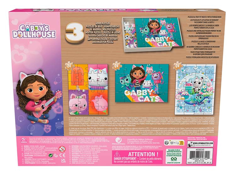 SET 3 PUZZLES GABBY'S DOLLHOUSE MADERA - 6