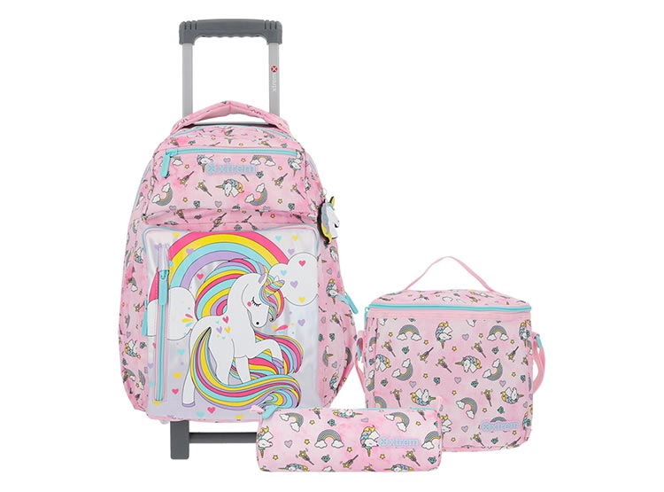 PACK MOCHILA CON RUEDAS XTREM NEW RUN ROSADO - 1