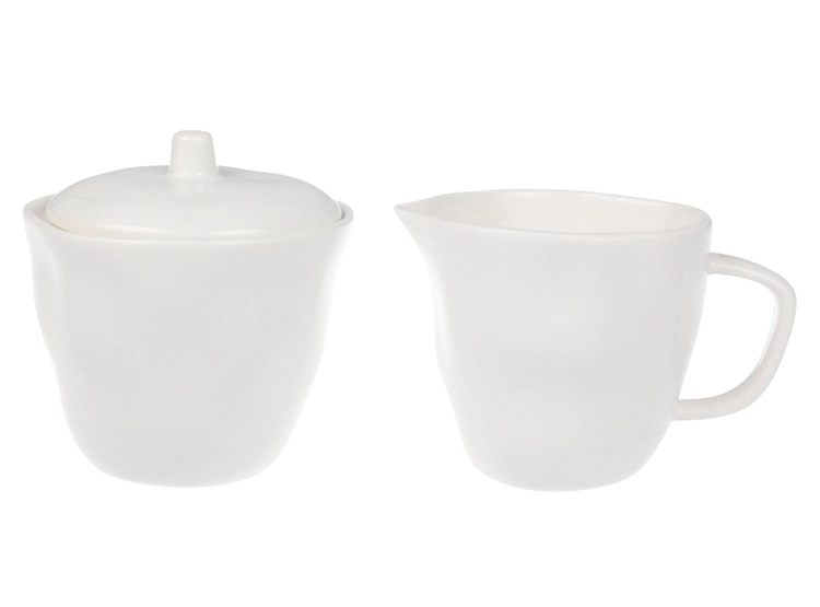 SET MAISON LINETT ART IRREGULAR AZUCARERO + CREMERO BLANCO PORCELANA - 1