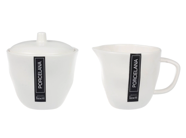 SET MAISON LINETT ART IRREGULAR AZUCARERO + CREMERO BLANCO PORCELANA - 2