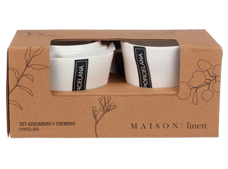 SET MAISON LINETT ART IRREGULAR AZUCARERO + CREMERO BLANCO PORCELANA - 3