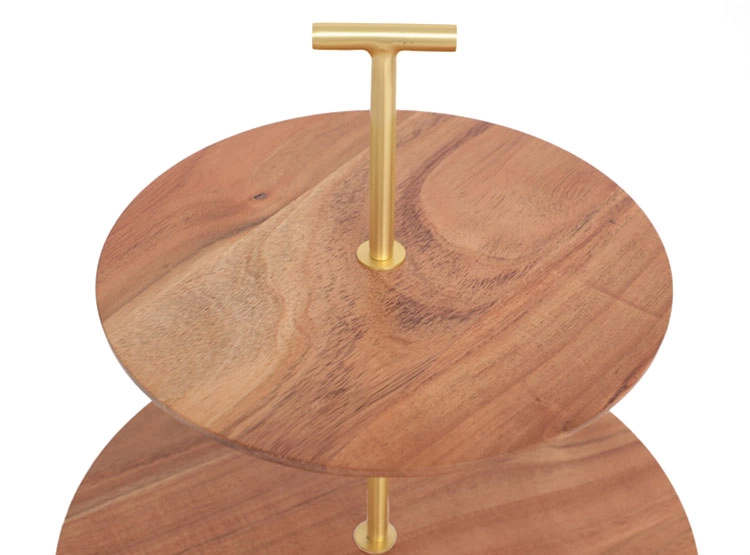 PLATO MULTINIVEL MAISON LINETT 2 PISOS DORADO MADERA - 2
