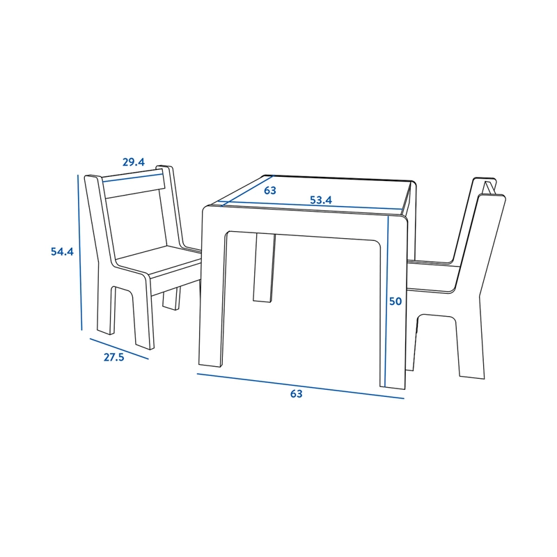 MESA INFANTIL CIC KIDS MADERA DE PINO BLANCO 63CM 63CM 2 SILLAS - 4