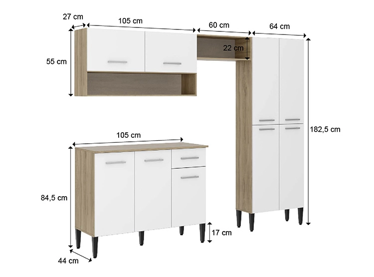 MUEBLE DE COCINA ROCA ARIZONA 6 PUERTAS 1 CAJÓN - 5