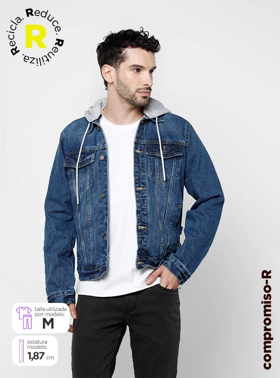 CHAQUETA HOMBRE ROBERT LEWIS ALGODÓN MEZCLILLA GORRO - 1