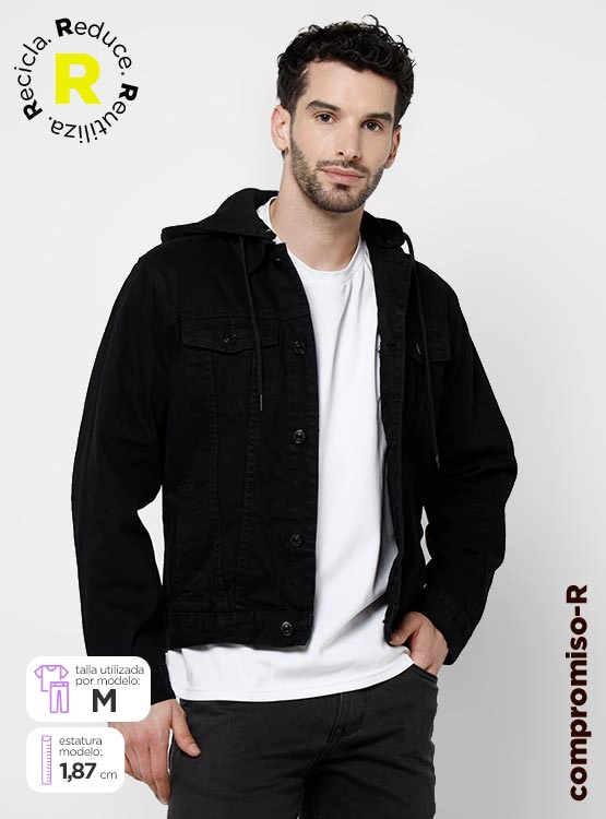 CHAQUETA HOMBRE ROBERT LEWIS ALGODÓN MEZCLILLA GORRO - 1