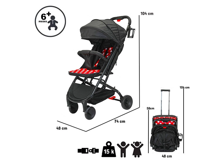 COCHE PASEO KIDSCOOL ULTRA COMPACTO MIMO ROJO - 7
