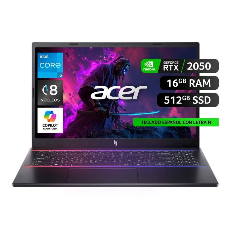 NOTEBOOK ACER GAMER NITRO V15 ANV15-51-53W1-1 INTEL CORE I5 16GB RAM 512GB SSD NVIDIA RTX 2050 15.6” - 2
