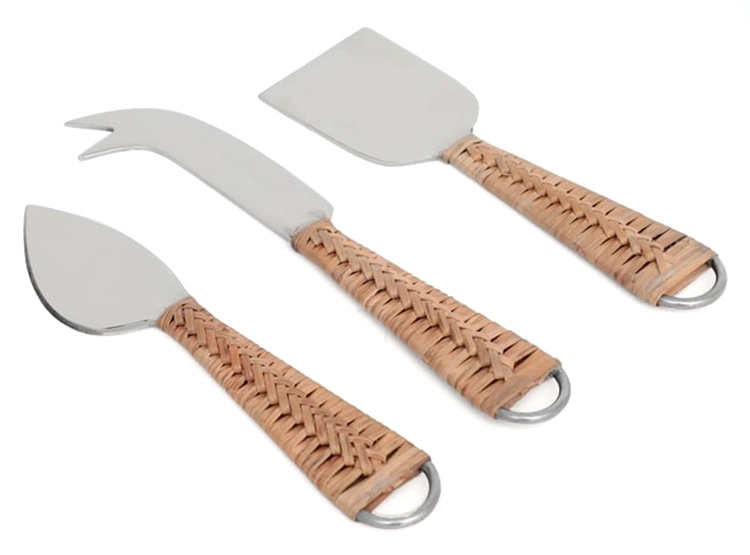 SET CUBIERTOS MAISON LINETT RATTAN QUESO 3 PIEZAS - 1