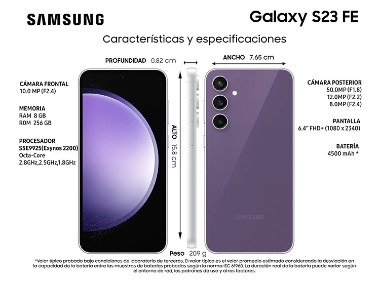 CELULAR SAMSUNG GALAXY S23 FE 256 GB 8 GB RAM 10MP 6.4" - 10