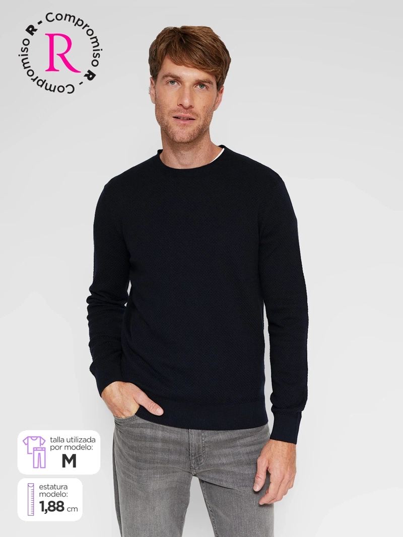 SWEATER HOMBRE CACHAREL ALGODÓN CUELLO REDONDO - 1