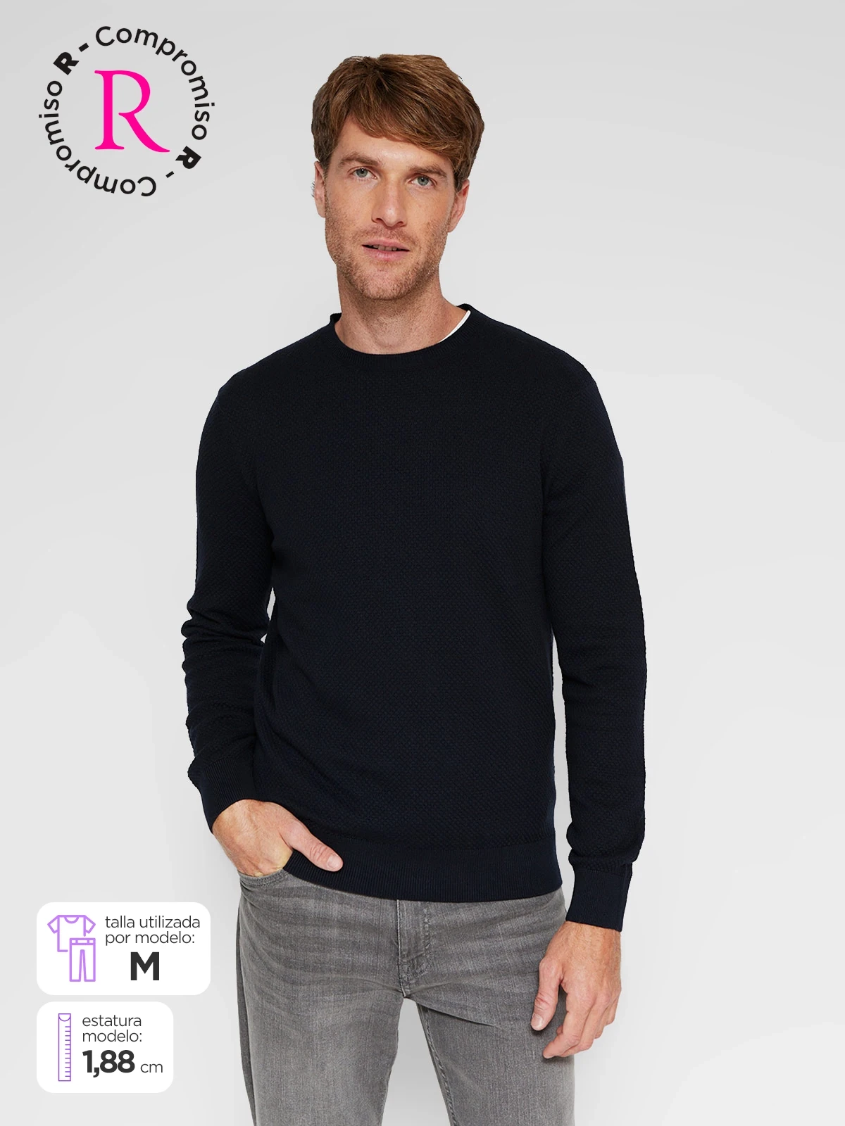 SWEATER HOMBRE CACHAREL ALGODÓN CUELLO REDONDO