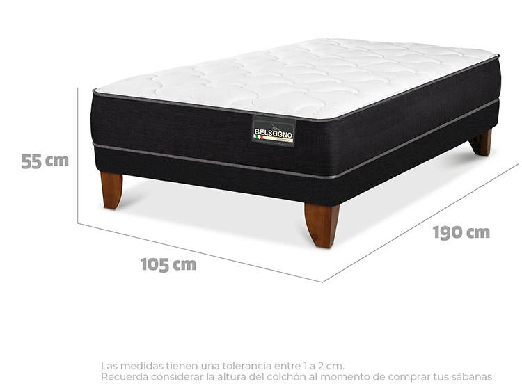 CAMA EUROPEA CIC PLUS BELSOGNO 1.5 PLAZAS NEGRO - 3