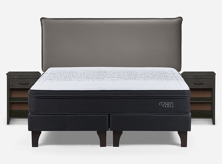JUEGO DE DORMITORIO ROSEN CAMA EUROPEA TEMPO BD 2 PLAZAS + SET MAURICE GRIS - 1